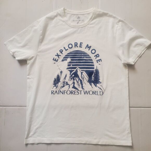 Rainforest white MENS Explore more GRAPHIC TEE medium - Picture 1 of 3